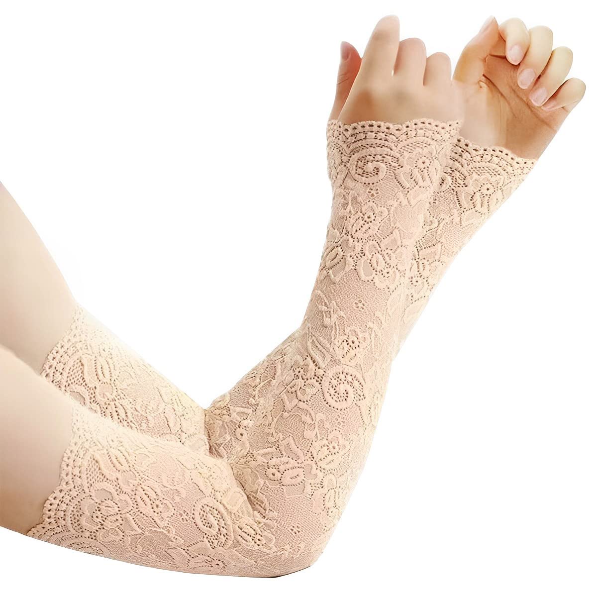 PALAY Arm Sleeves for Women Girls, Floral Lace Cooling Arm Sleeve, UV Protection Hand Cover Arm Sleeves for Daily Use, Bike, Cycle, Sport - Elastic & Breathable (1 Pair, Flesh Color) PALAY Arm Sleeves for Women Girls, Floral Lace Cooling Arm Sleeve, UV Protection Hand Cover Arm Sleeves for Daily Use, Bike, Cycle, Sport - Elastic & Breathable (1 Pair, Flesh Color)